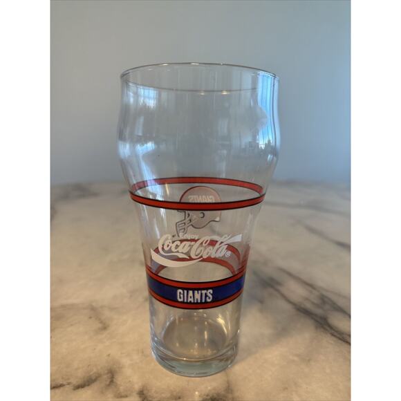 VINTAGE 1992 Collab Official NYG New York Giants Coca Cola Glass Retro Cup NFL - Picture 4 of 8